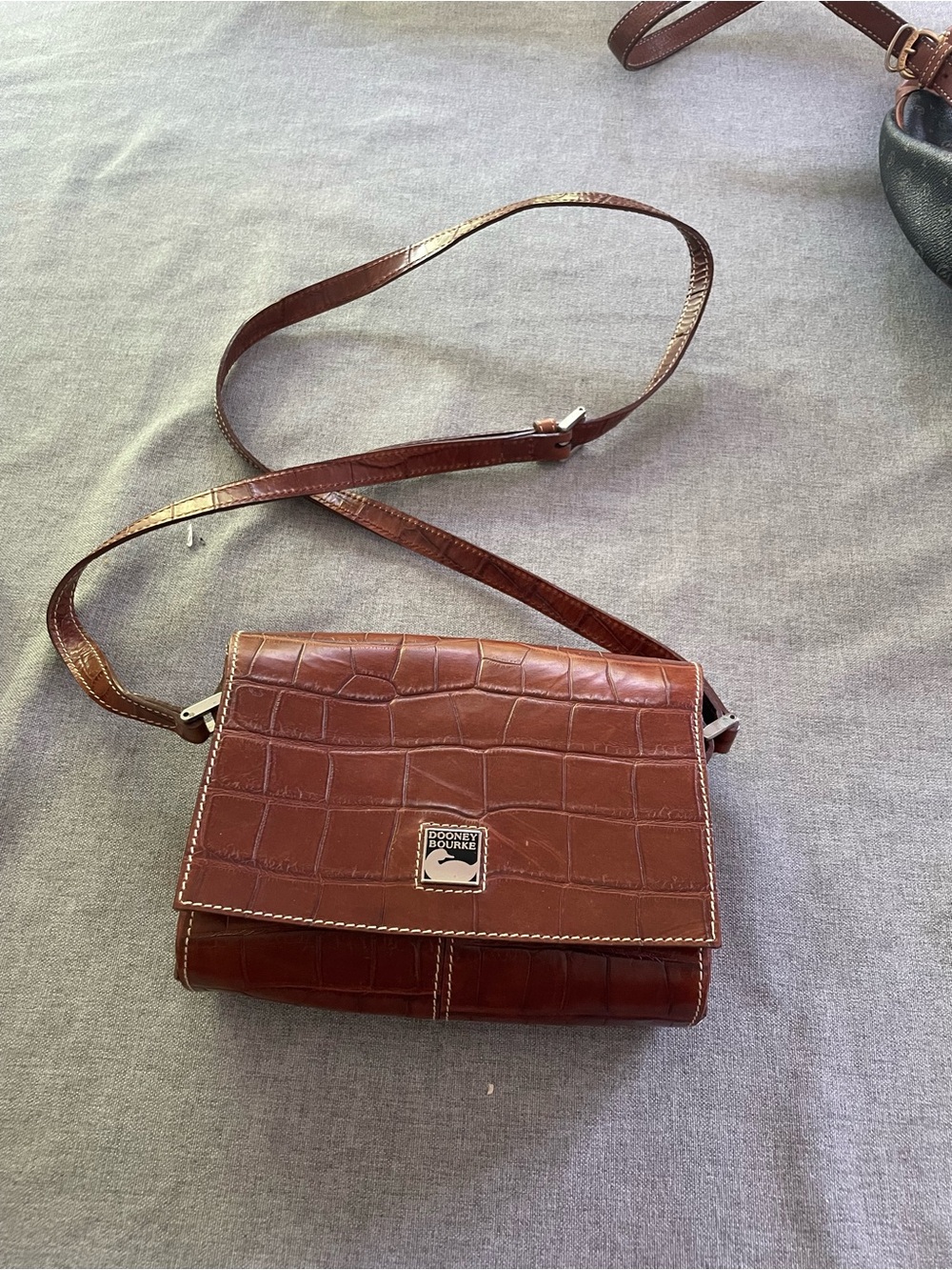 Dooney & Bourke Brown Croc-Embossed Leather Crossbody
